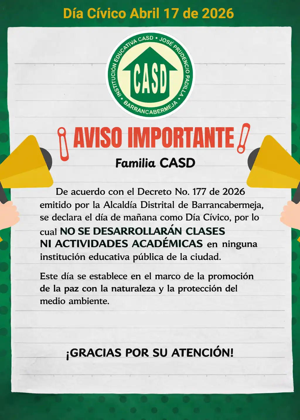 Día Cívico Abril 17 de 2026